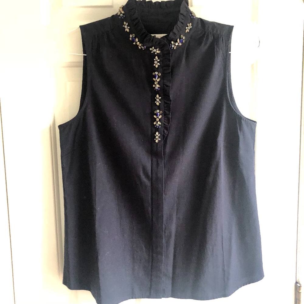 JCREW JEWELED NECK SLEEVELESS TOP